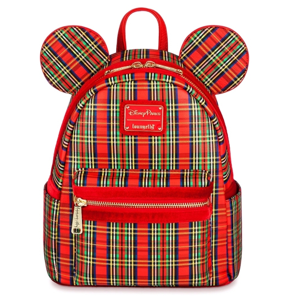 NWT Disney Mickey Mouse Red Plaid Loungefly Mini Backpack Christmas 2023